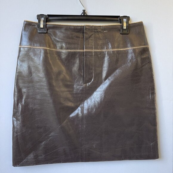 For Joseph Womens Leather Pencil Skirt Sz S Brown Pre-owned 27 - Picture 6 of 10
